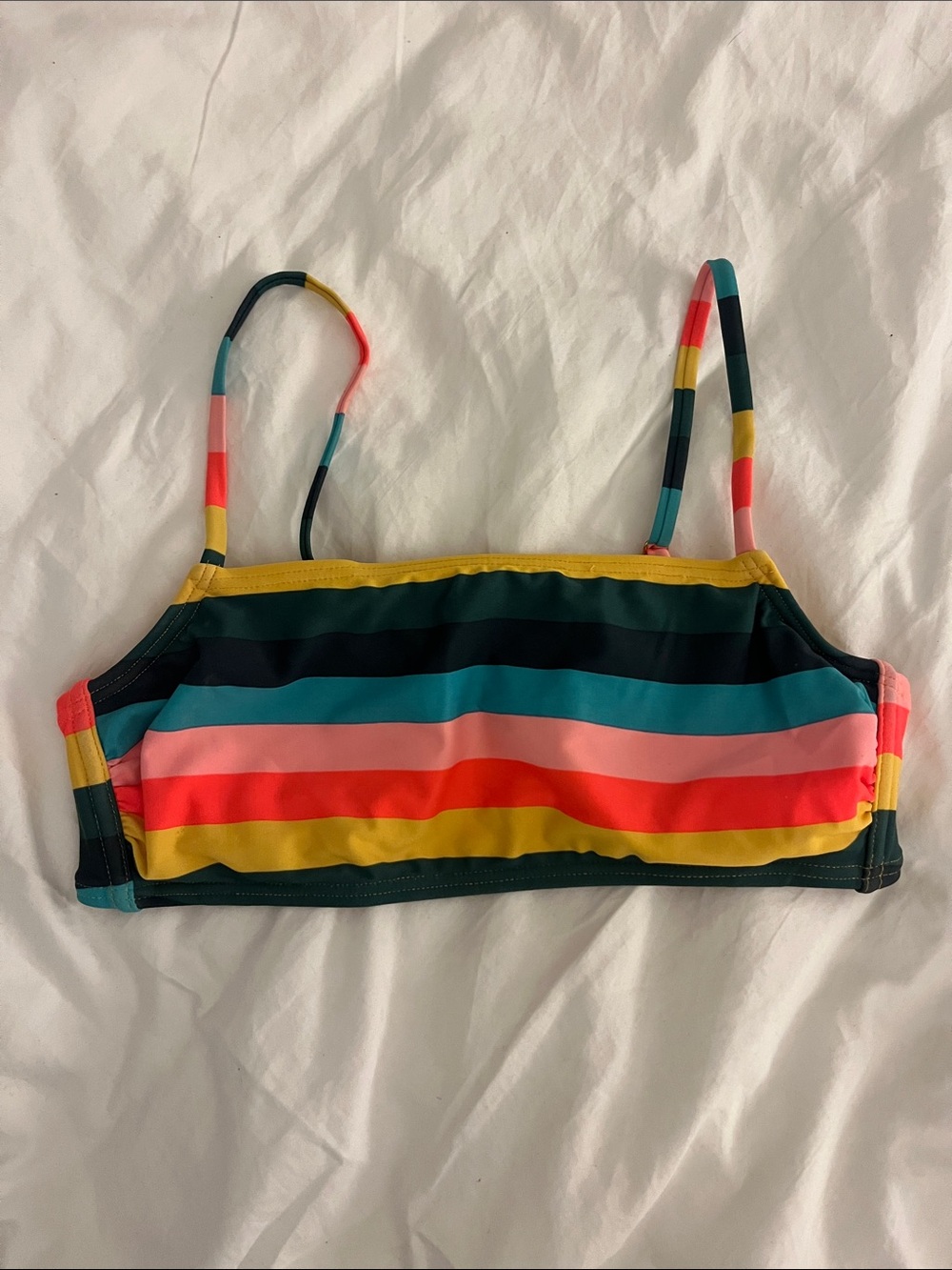 Xhilaration Multicolor Striped Bikini Top - Teal, Pink, Coral, Yellow, Navy